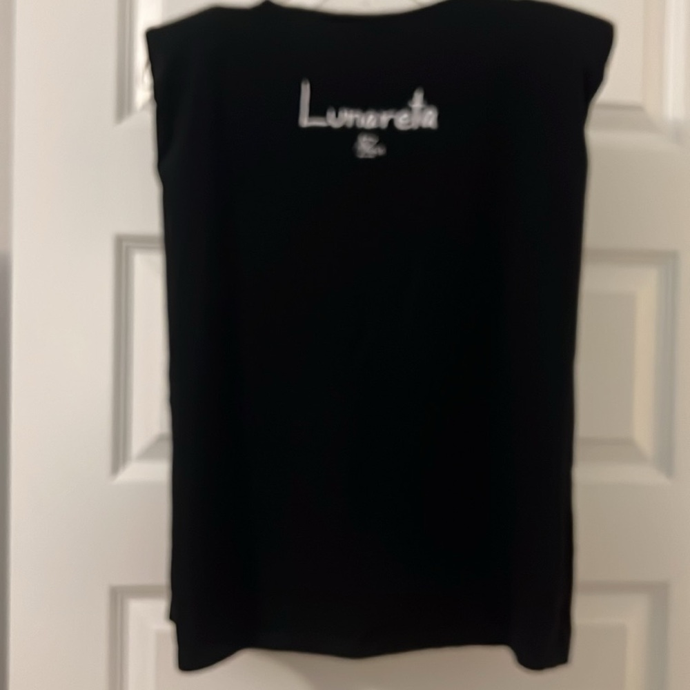 Zara Alicia Lunareta Artist graphic tee cat black sleeveless w/shoulder pads Lg - Picture 8 of 16